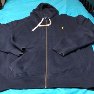 Ralph Lauren’s zip up hooded sweatshirt
